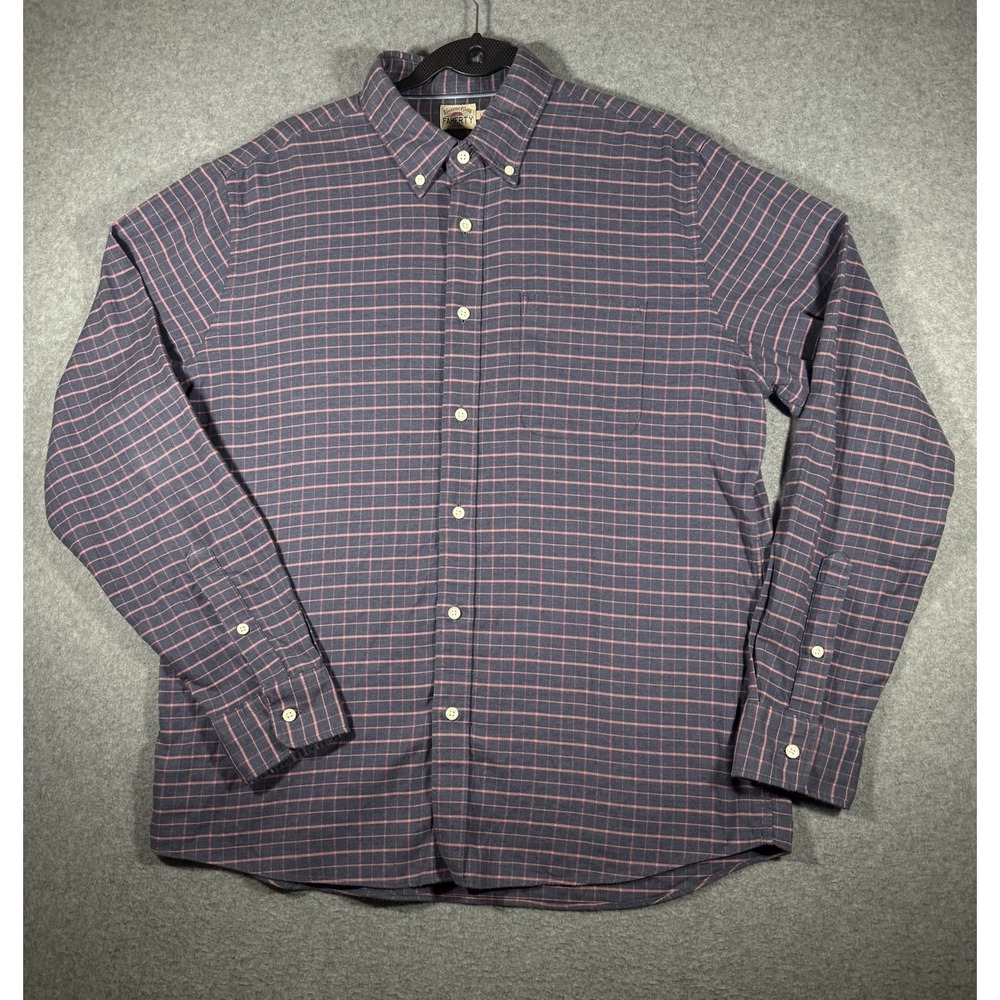 Faherty Hayes Check Button Down Shirt Size L Blue Pink Plaid Cotton Blend